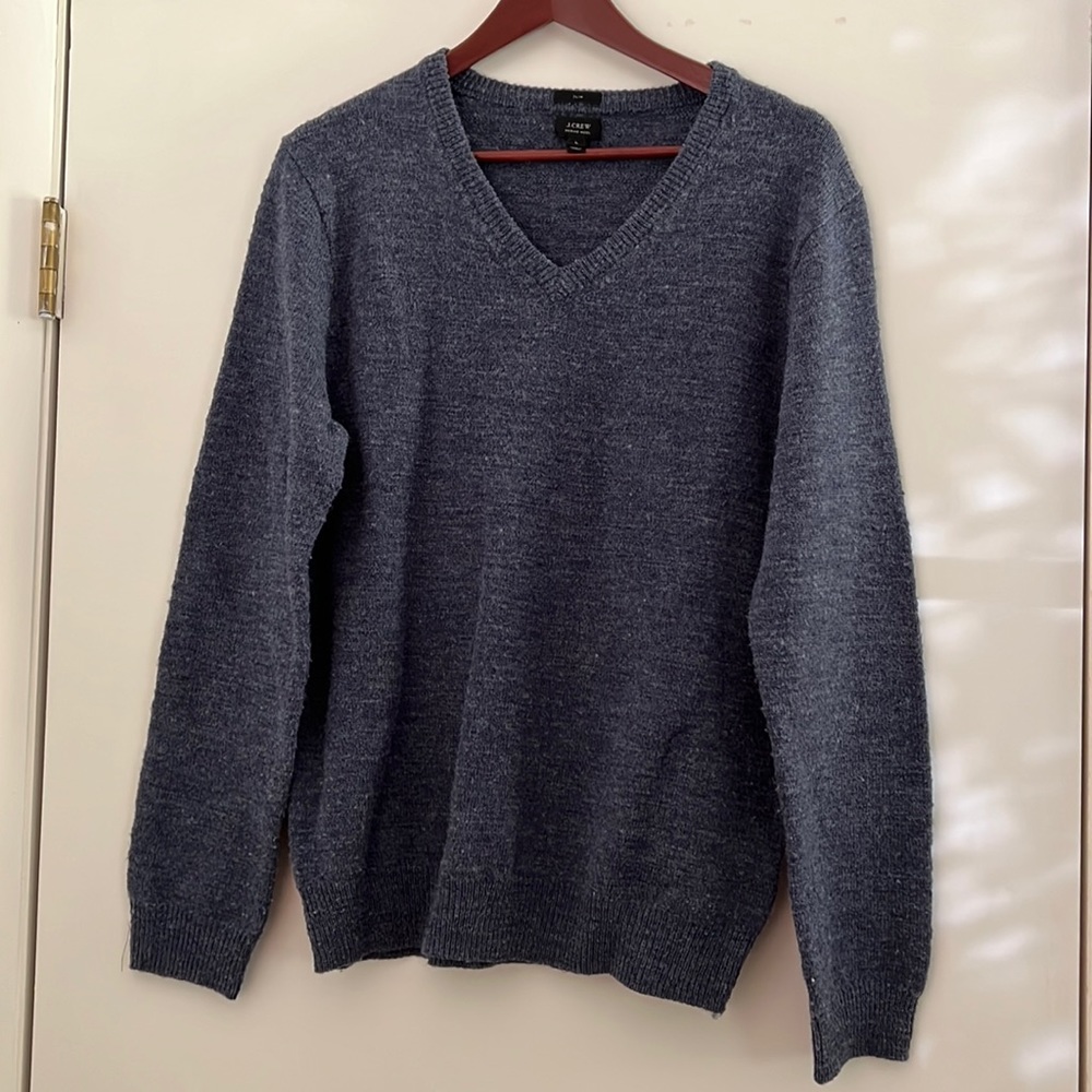 JCrew- Men’s L- Slate Blue v neck sweater